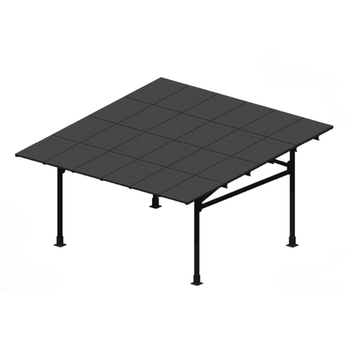 Solar Carport Mount for 24 Panels Chiko USA Premier CK-4P-CPT-STL-BLK-2-CAR-SS