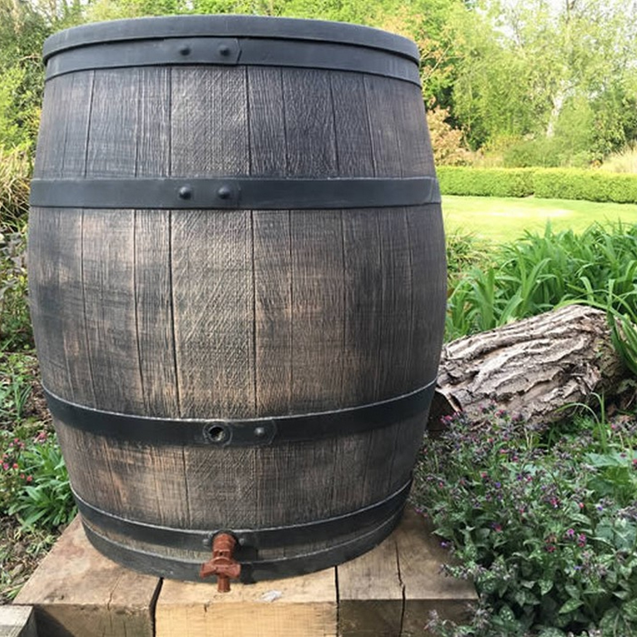 240 Litre Water Butt Barrel - Oak Effect - Outdoor Outlet