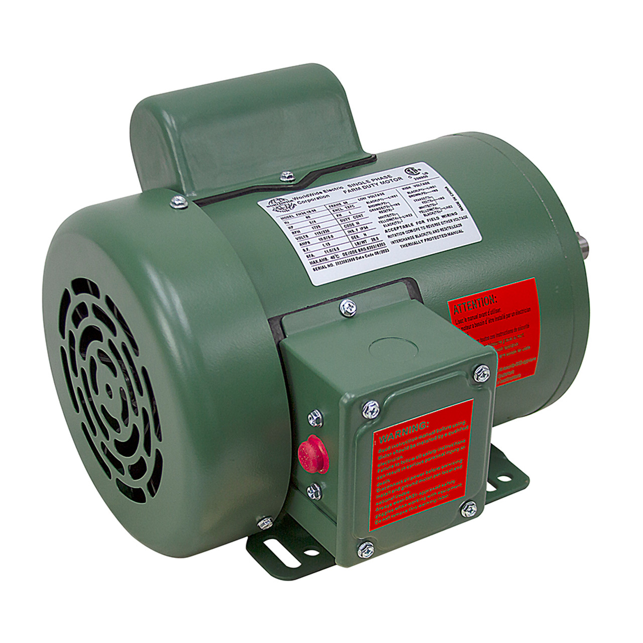3/4 HP 115/230 Volt AC 1725 RPM WWE FM34-18-56 Farm Duty Motor [501511]