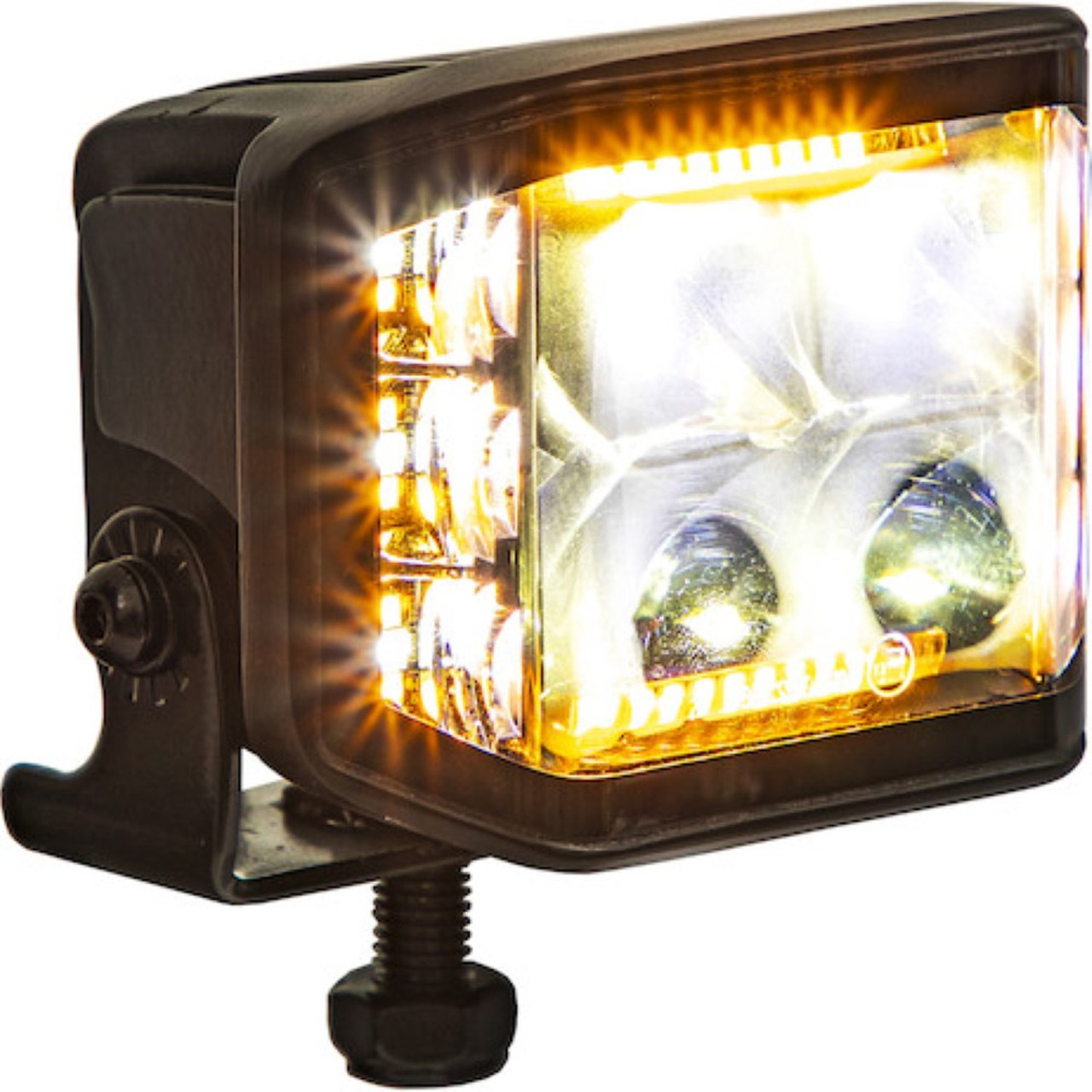 12-24 Volt DC 4" Wide LED Edgeless Clear Flood Light with Amber Strobe Buyers Products 1492242 [501622]