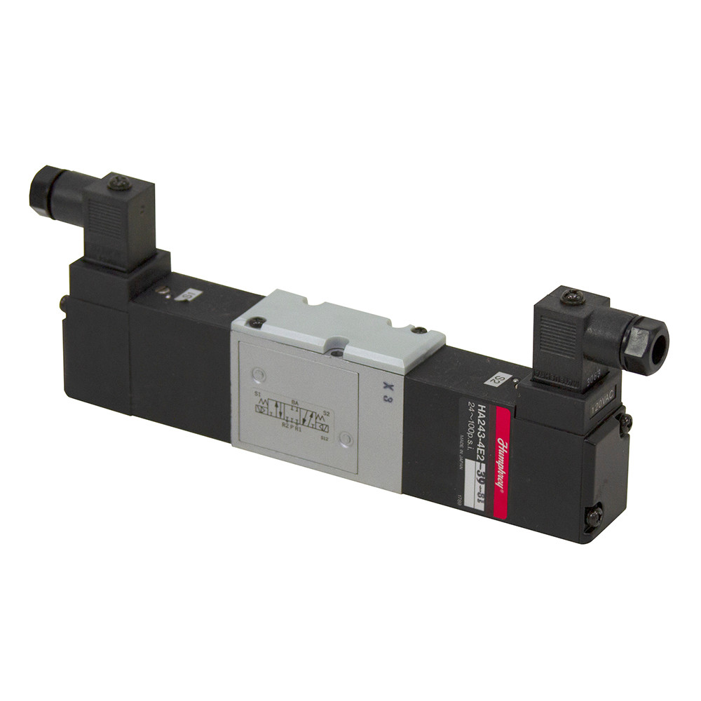 120 Volt AC 4-Way 3-Pos Humphrey Solenoid Air Valve HA243-4E2-39-81 [400198]