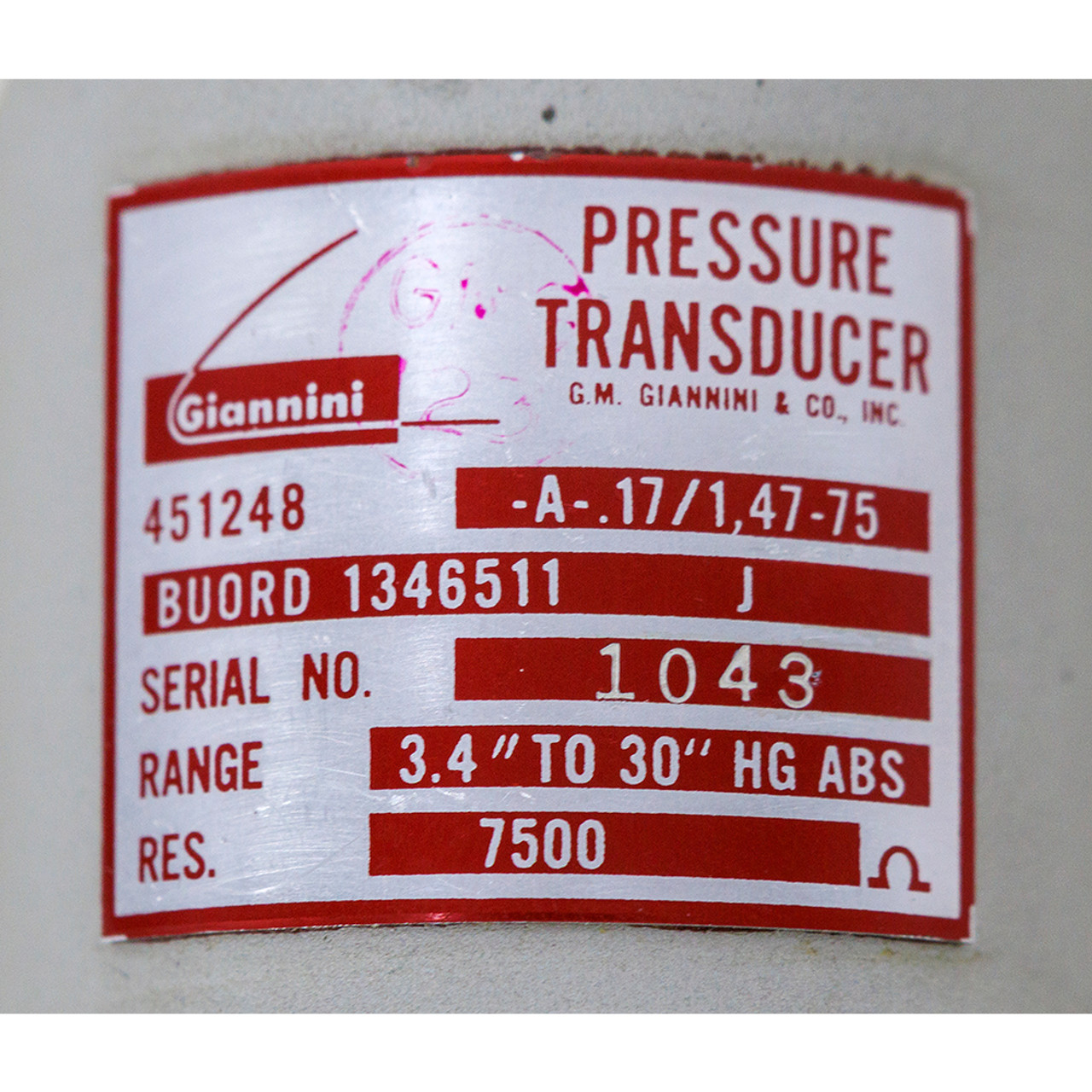 Giannini 451248 Pressure Transducer [400224]