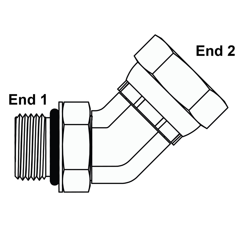 SAE 6 Male x 3/8" NPT Female Swivel 45 Degree Elbow 6902-06-06 Adapter [901124]