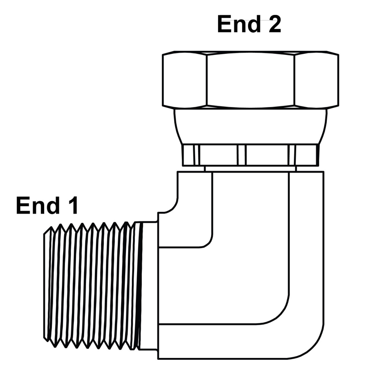 1" NPT Male x 3/4" NPT Female Swivel 90 Degree Elbow 1501-16-12 Adapter [900260]