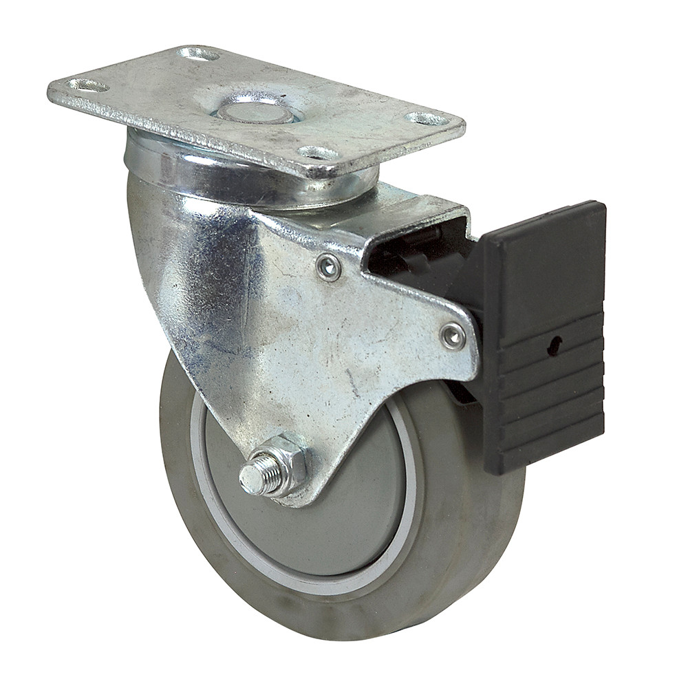 4" x 1-1/4" Swivel Plate Caster w/ Wheel and Swivel Lock Colson FP4A01GF25M