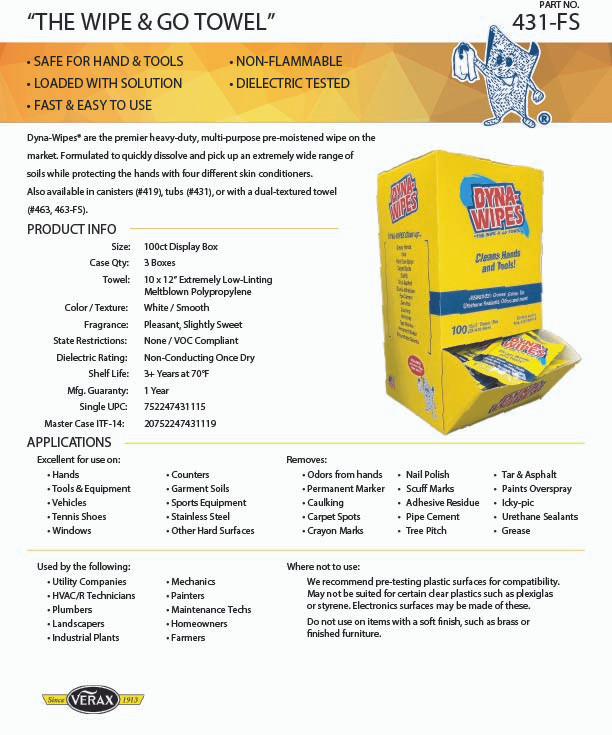 Data sheet Dyna-Wipes Multipurpose cleaning wipe singles