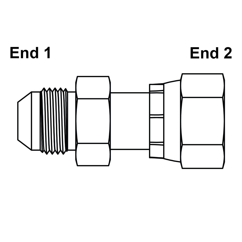 JIC 6 Male x ORFS 6 Female Swivel Straight FF6504-06-06 Adapter