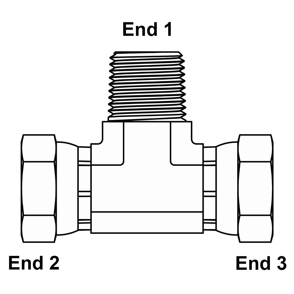 1/4" NPT Male x 1/4" NPT Female Swivel x 1/4" NPT Female Swivel Tee 1601-04-04-04 Adapter [900366]