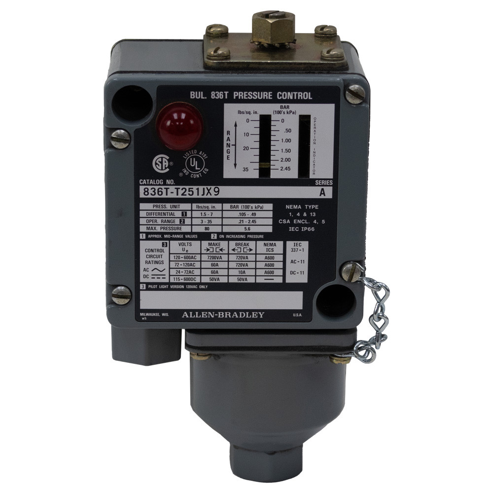 ta1138ページ Pressure Control Switch Allen- Bradley 836T-T251JX9 - Surplus Center
