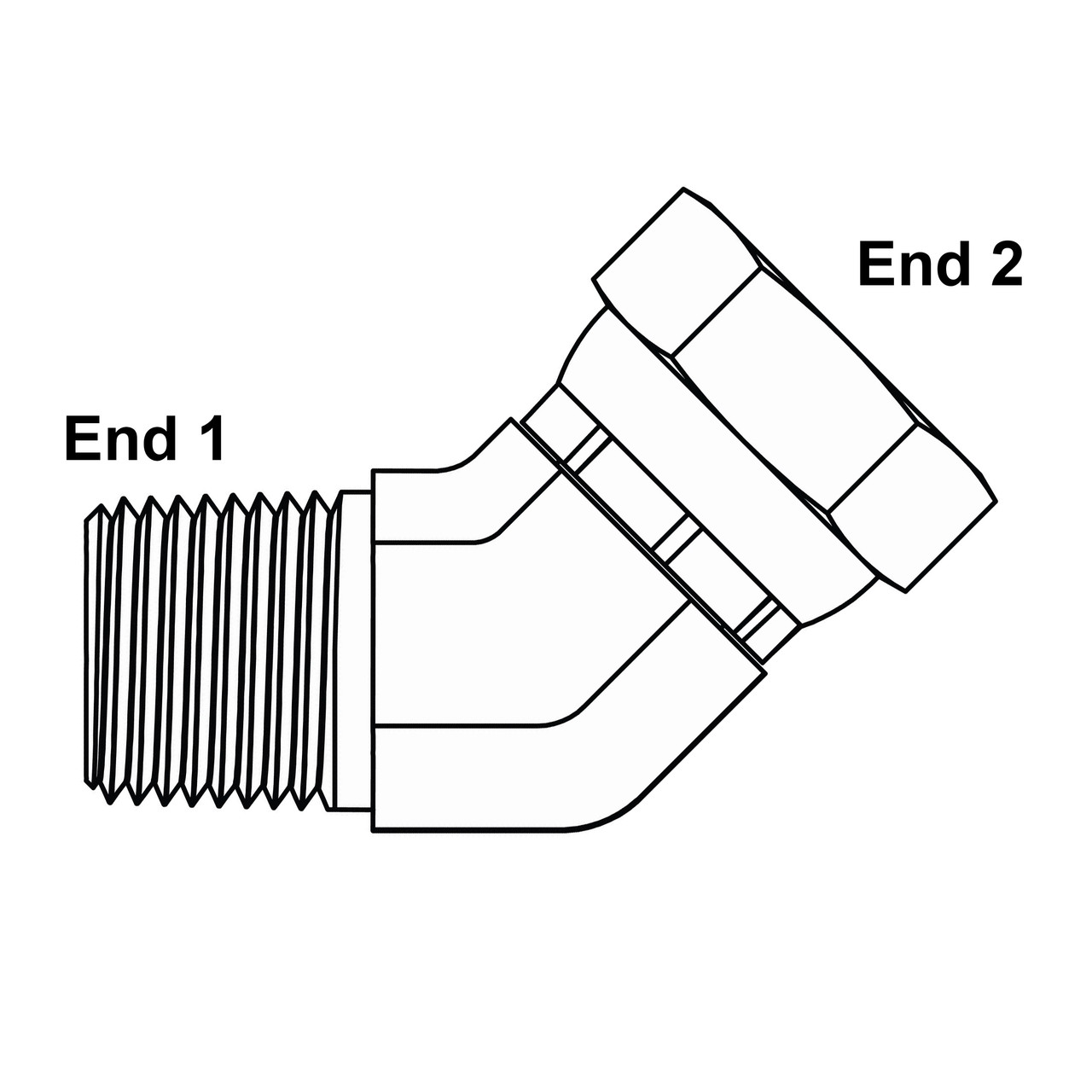 3/8" NPT Male x 1/2" NPT Female Swivel 45 Degree Elbow 1503-06-08 Adapter [903432]
