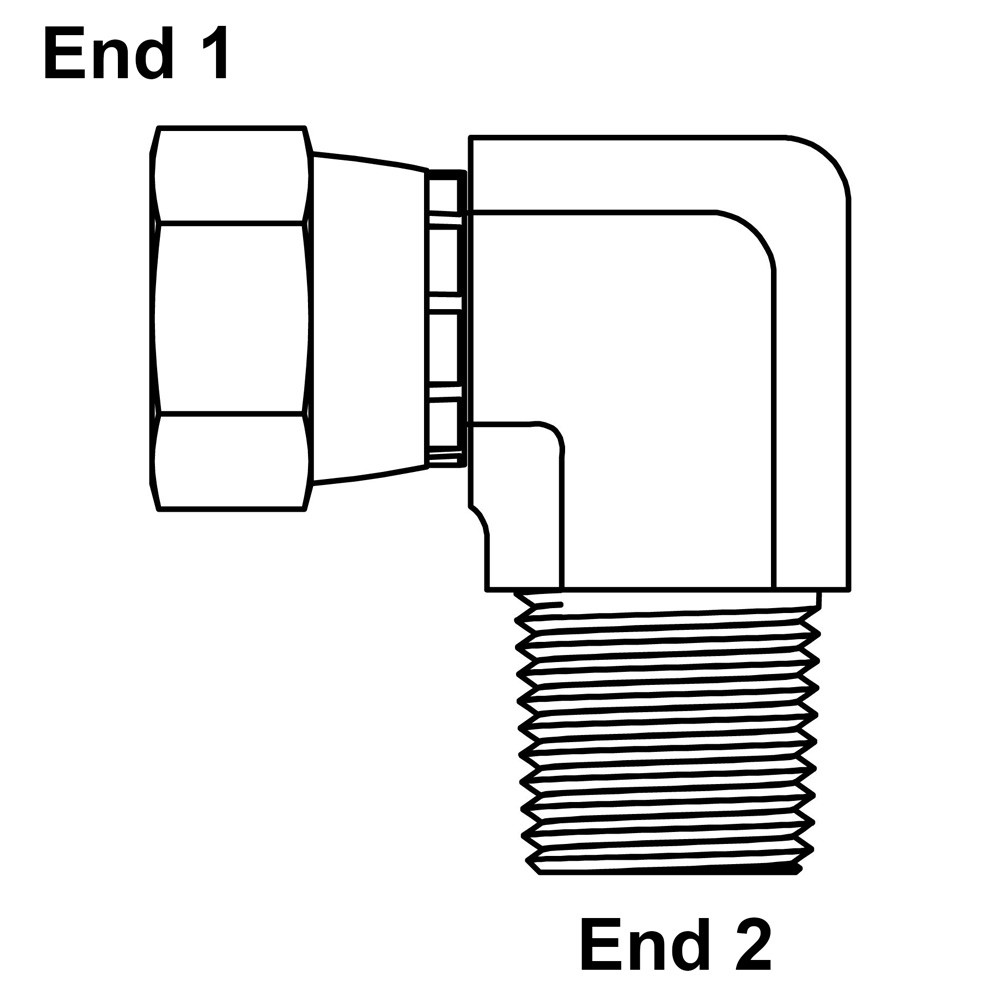 JIC 10 Female Swivel x 1/2" NPT Male 90 Degree Elbow 6501-10-08 Adapter [903619]