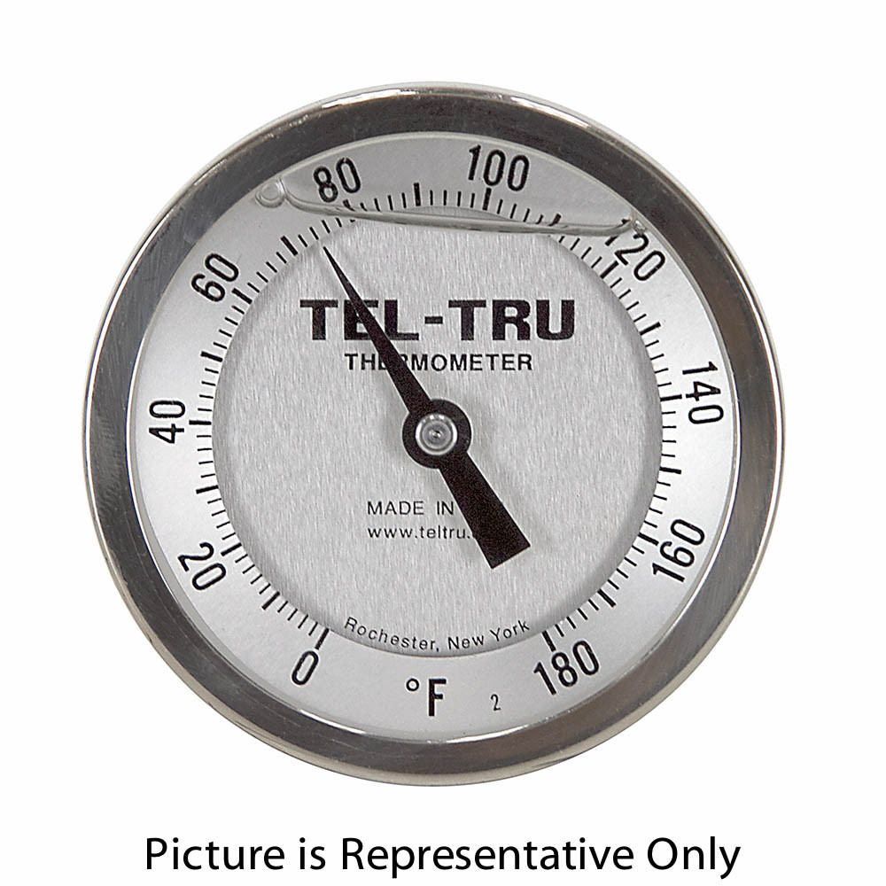 20 - 240 Degree F, -10 - 110 Degree C 3-3/16" Face 6" Stem Teltru GT300R Thermometer [200660]