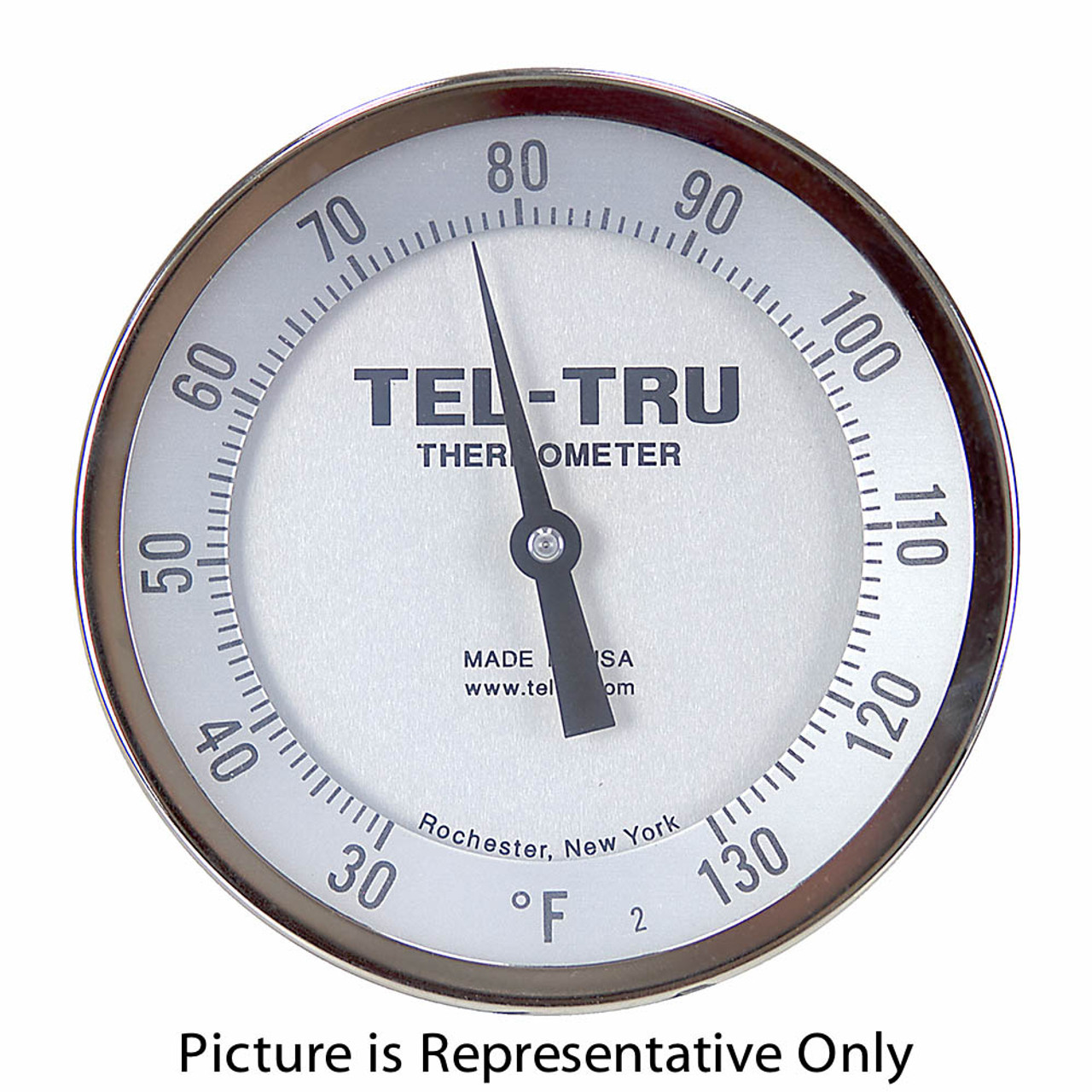 30 - 130 Degree F 5" Face 12" Stem Teltru AA575R Series 42101237 Thermometer [200640]