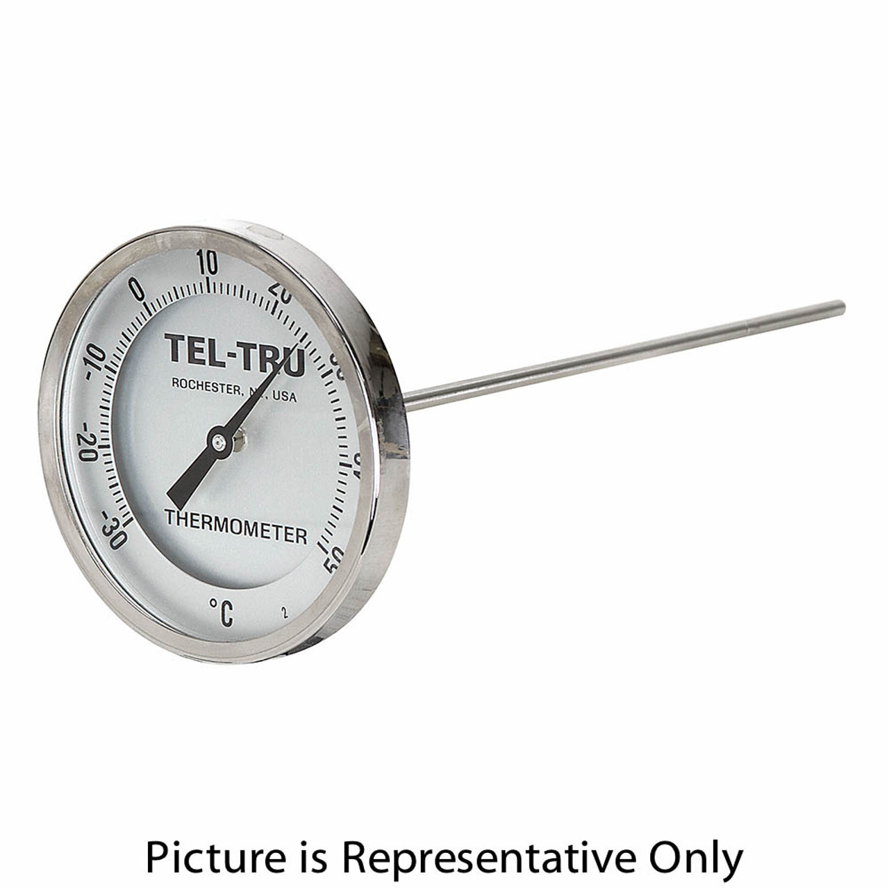 50 - 400 Degree F, 0 - 200 Degree C 4" Face 12" Stem Teltru GT400R Series 48101208 Thermometer [200661]