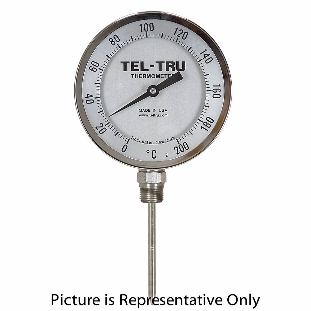0 - 200 Degree C 5" Face 2-1/2" Stem Teltru BC550R Series 40100278 Thermometer [200648]