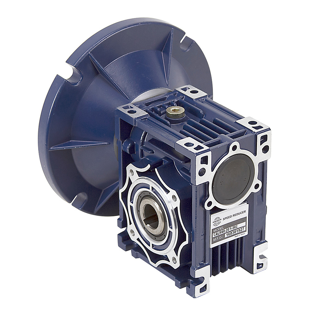 Aluminum Right Angle Worm Gear Reducer, 40 mm C.D., 10/1, 56C Input Flange, Hollow Bore Output Worldwide CALM40-10/1-56C [603037]