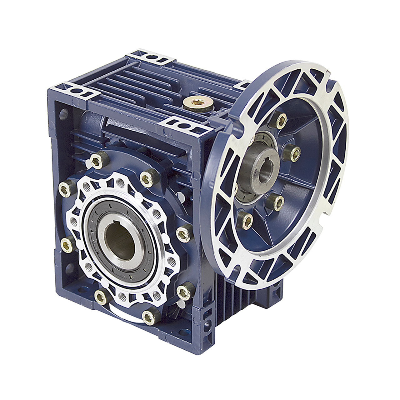 Aluminum Right Angle Worm Gear Reducer, 63 mm C.D., 20/1, 56C Input Flange, Hollow Bore Output Worldwide CALM63-20/1-56C [603072]