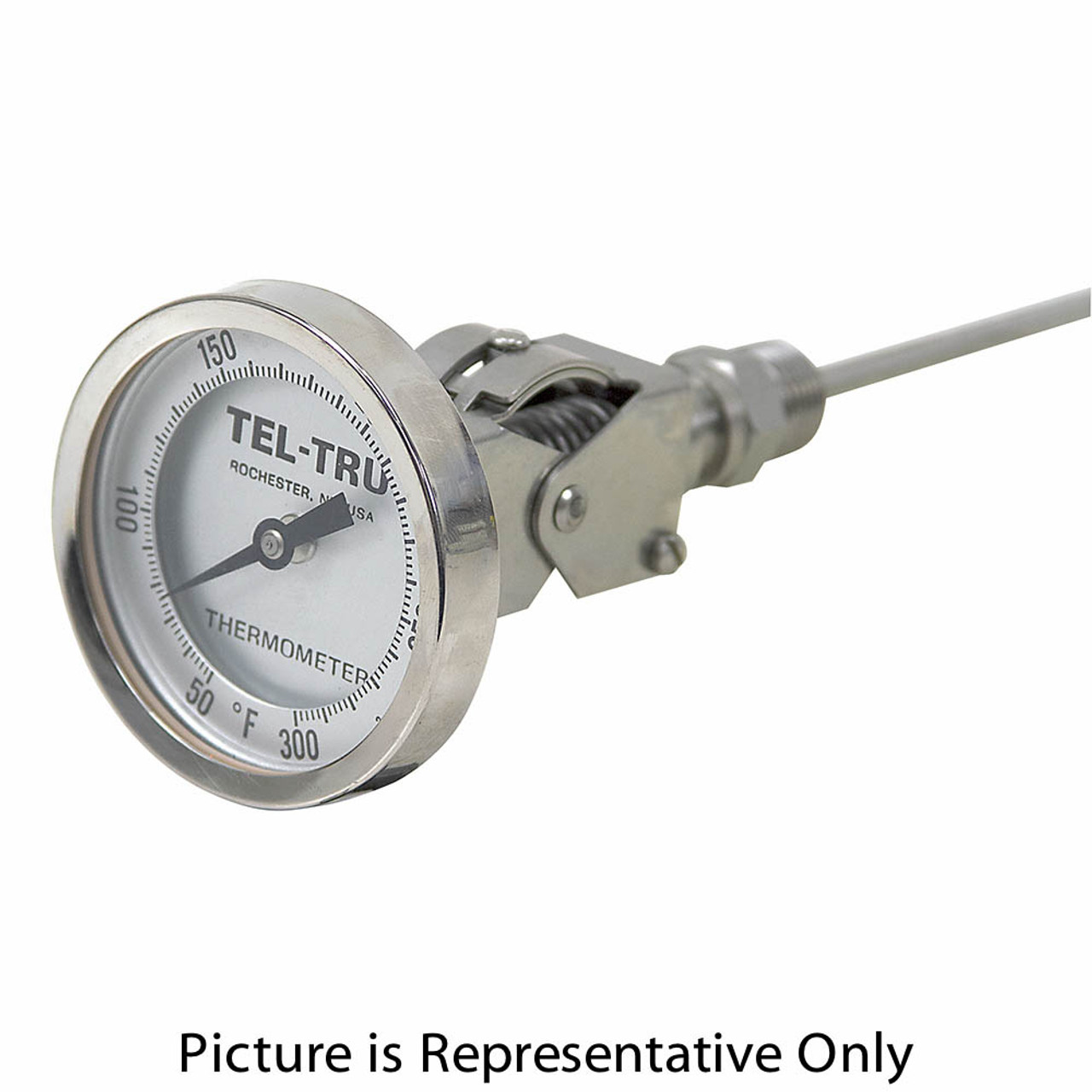 50 - 300 Degree F 3-3/16" Face 12" Stem Teltru AA375R Series 41101262 Thermometer [200632]