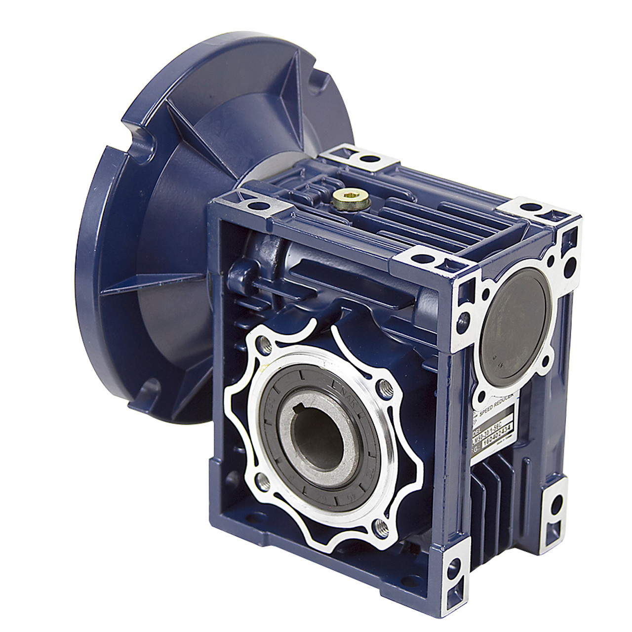 Aluminum Right Angle Worm Gear Reducer, 50 mm C.D., 80/1, 56C Input Flange, Hollow Bore Output Worldwide CALM50-80/1-56C [603063]