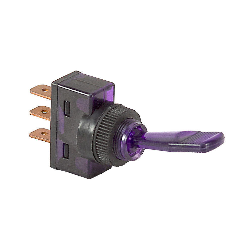 20 Amp SPST Illuminated Toggle Switch w/Purple Light - Surplus Center
