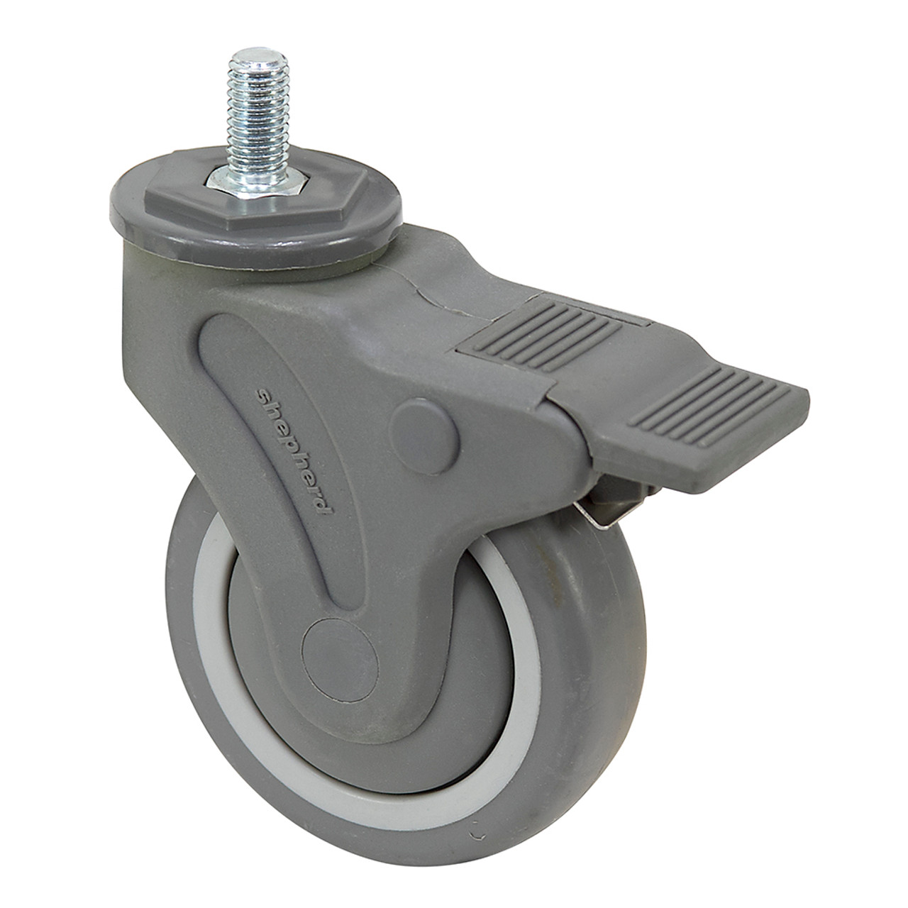 4" x 1-1/4" Swivel Threaded Stem Caster w/Brake [700459]