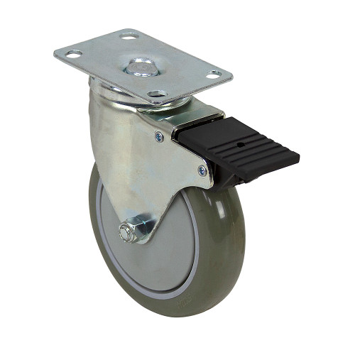 5" X 1-1/4" JARVIS Swivel Plate Caster with Brake and Swivel Lock 5-50-213GP-3SP-TTL TG SLOT BH [700650]