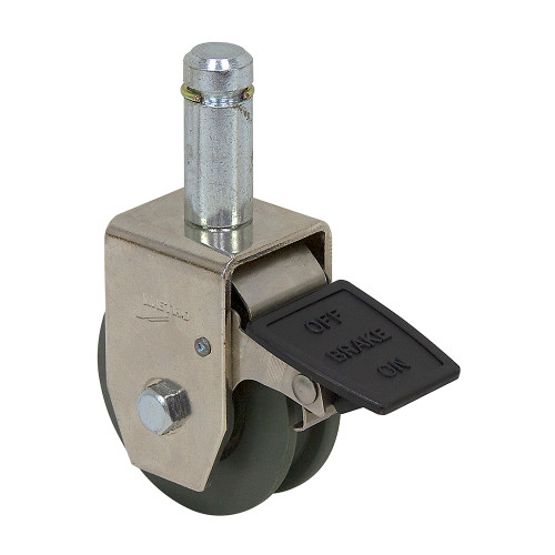 3-1/4" x 1" METRO Square Grooved Wheel Rigid Grip Ring Caster with Brake 02AL03027R001 [700625]