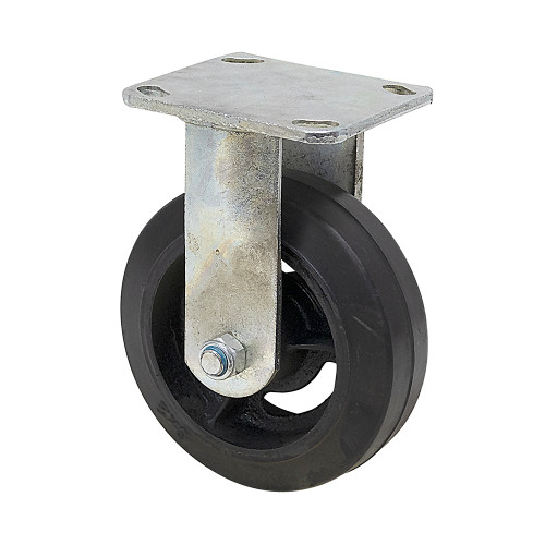 6" x 2" Rigid Plate Caster Rubber Tire of Cast Iron Wheel [700713]