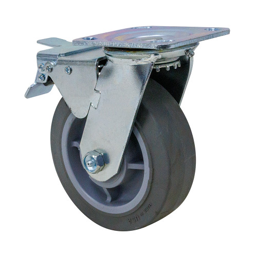 6" x 2" Swivel Plate Caster w/ Swivel/Wheel Brake Pemco ET6X2TPR [700730]