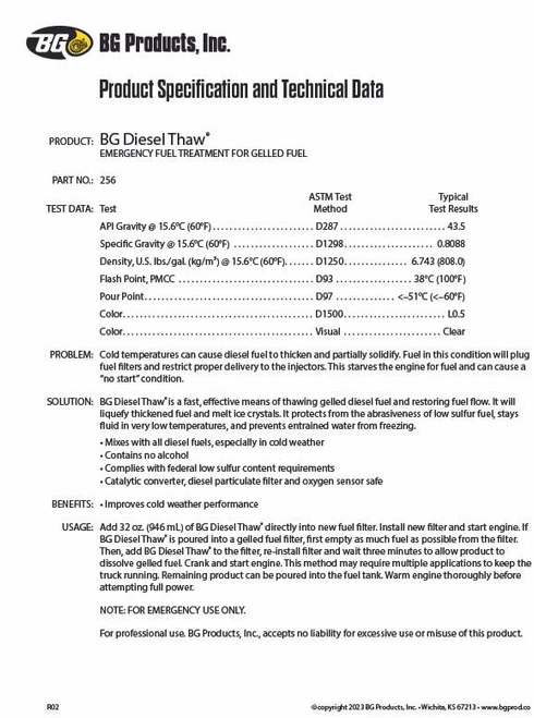 BG 256 DIESEL THAW