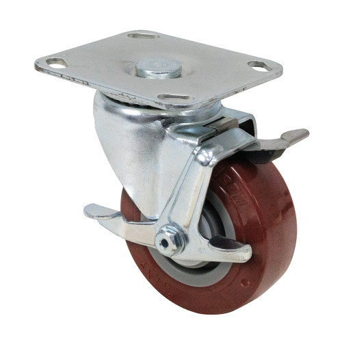 4" x 1-1/2" Swivel Plate Caster w/ Wheel Brake Colson 3.00417.901 BRK1 [700718]