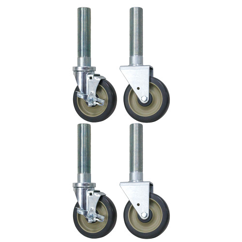 5" x 1-1/4" Swivel Threaded Stem Caster Set of Two Swivel and Two Rigid Jarvis 70016 [700751]