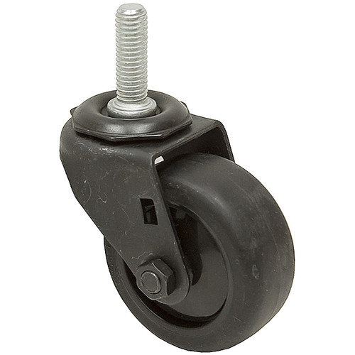 3x1-1/4 Threaded Stem Caster Soft Rubber On Plastic Wheel Black Oxide Frame 1.5" Stem Length [700157]