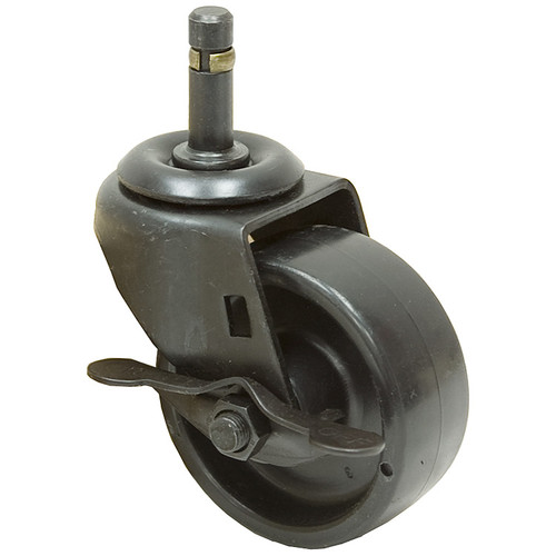 3x1-1/4 Grip Ring Swivel Stem Caster w/Brake Solid Polypropylene