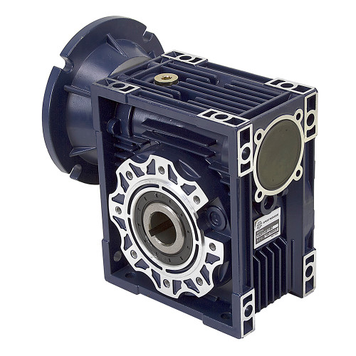 Aluminum Right Angle Worm Gear Reducer, 75 mm C.D., 15/1, 145TC Input Flange, Hollow Bore Output Worldwide CALM75-15/1-145TC [603103]