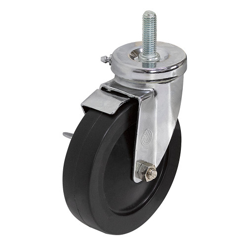 5" x 1-1/4" Swivel Threaded Stem Caster w/Brake [700477]