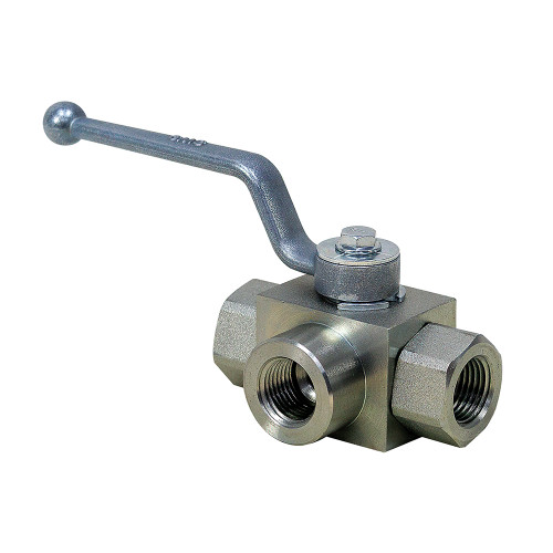 1/2" NPT Carbon Steel Body 7250 PSI 3-Way Ball Valve Wolverine by Prince Mfg. WBV3L-800 [906930]