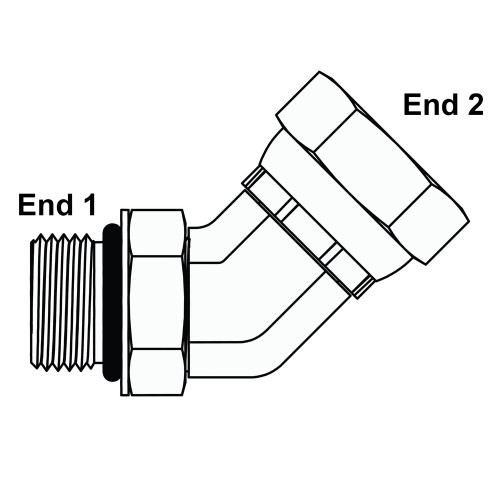 SAE 12 Male x 1/2" NPT Female Swivel 45 Degree Elbow 6902-12-08 Adapter [901130]