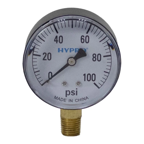 100 PSI Pressure 2-1/2" Dia. Dry Lower Mount 1/4" NPT Gauge