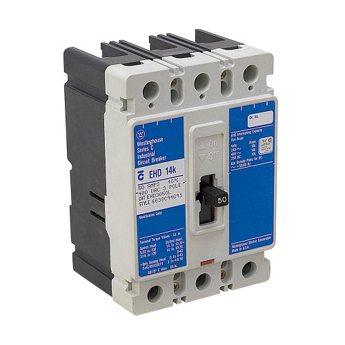 50 Amp 480  Volts AC 3 Pole  Industrial Circuit Breaker Westinghouse EHD3050L [500421]