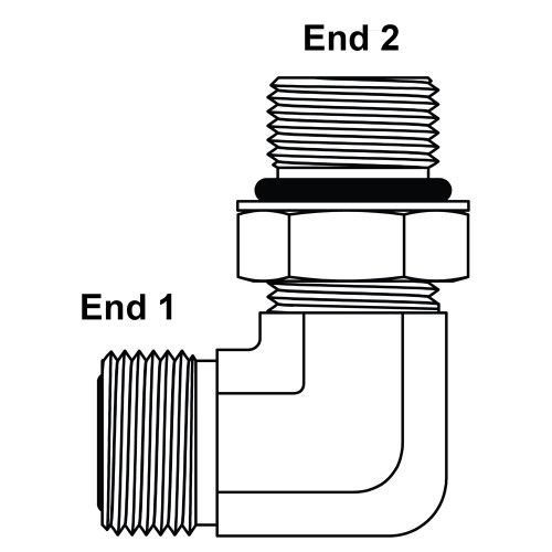 ORFS 6 Male x SAE 8 Male 90 Degree Elbow FF6801-06-08 Adapter [901688]