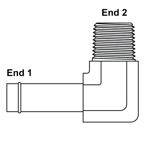 1/2" Hosebarb x 3/8" NPT Male 90 Degree Elbow 4501-08-06 Adapter [900286]