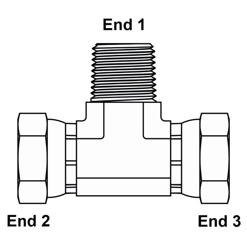 3/4" NPT Male x 3/4" NPT Female Swivel x 3/4" NPT Female Swivel Tee 1601-12-12-12 Adapter [900192]