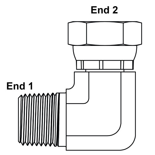 1/2" NPT Male x 3/4" NPT Female Swivel 90 Degree Elbow 1501-08-12 Adapter [900254]