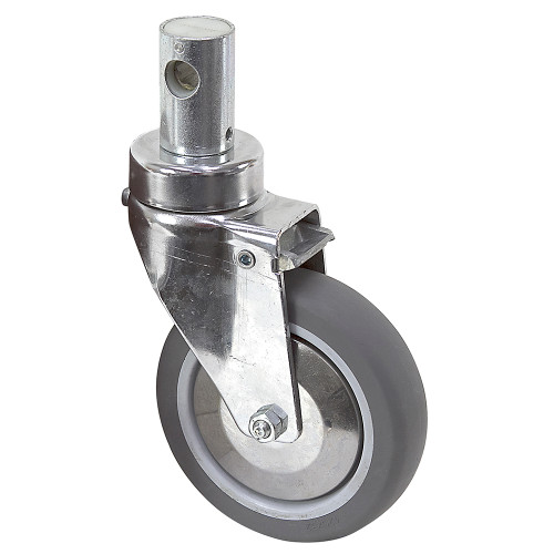 5" x 1-1/4" Medcaster Swivel Round Stem Caster w/ Manual Total Brake HC05RPP125DTCl02 [700313]