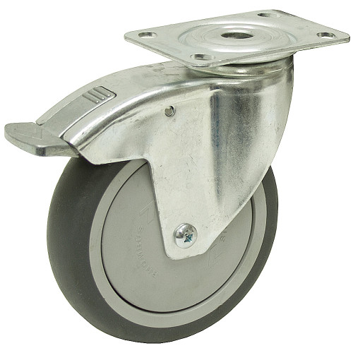 4-15/16" x  1-1/4" Rhombus Swivel Plate Caster w/Brake [700258]