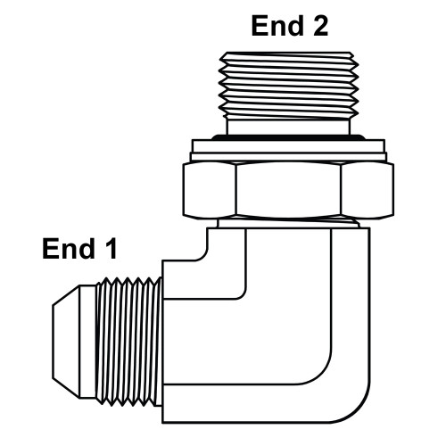 JIC 12 Male x 3/4" BSPP Male 90 Degree Elbow 3801-12-12 Adapter [903612]