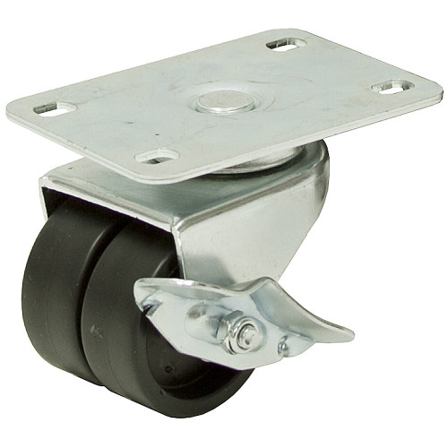 2" Dual Wheel Swivel Plate Caster w/Brake [700367]