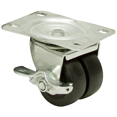 2" Dual Wheel Swivel Plate Caster w/Brake [700376]