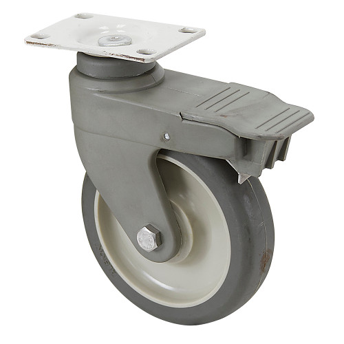 5" x 1-1/4" Albion Swivel Plate Caster w/ Total Brake PCXB05051ST [700359]